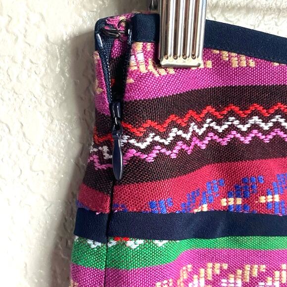 NEW Bar III Faux Wrap Asymmetrical Embroidered Tribal Aztec‎ Striped Skirt M - Picture 5 of 11